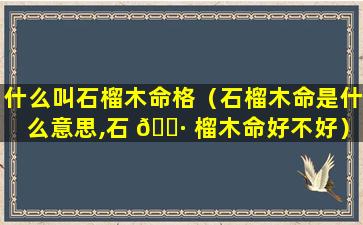 什么叫石榴木命格（石榴木命是什么意思,石 🕷 榴木命好不好）